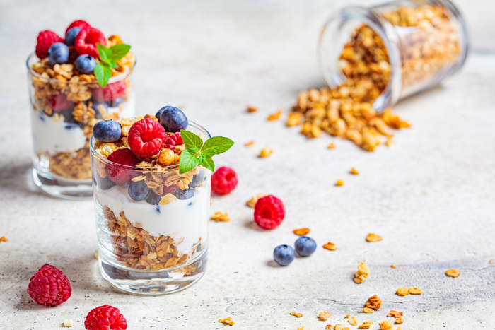 Breakfast Berry Bowl with Lemon Curd Yoghurt & Granola Crunch