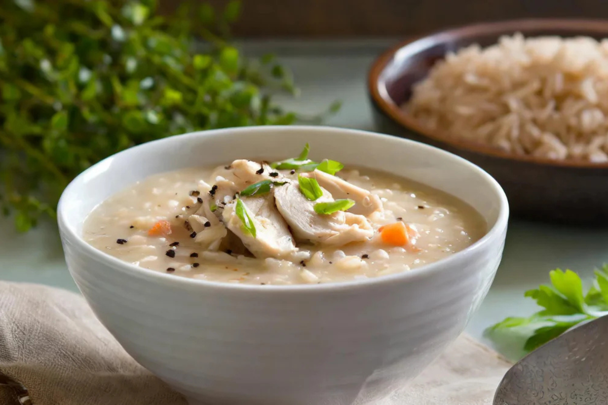 Comforting Creamy Chicken & Brown Rice Soup